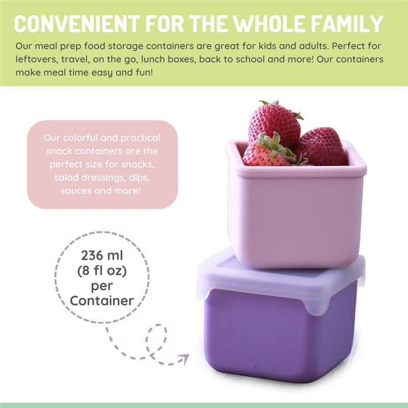 Melii - 2Pk Silicone Snack Container, 236ml/8oz per Container, Pink & Purple Image 6