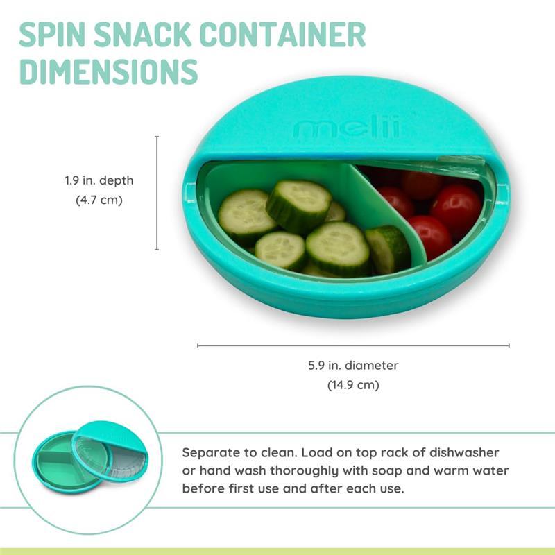 Melii - 3 Compartments Spin Snack Container, Blue Image 3