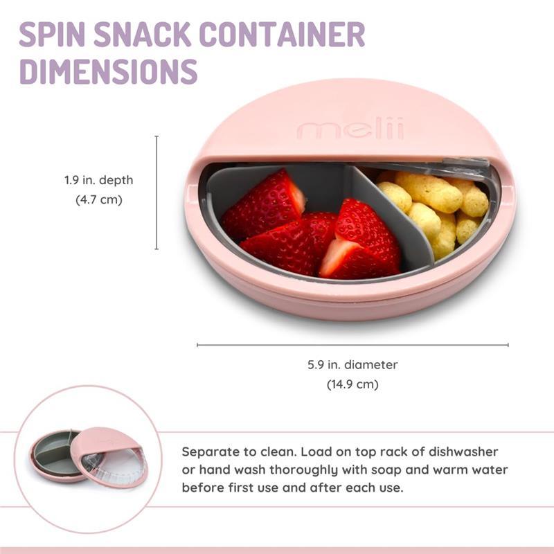 Melii - 3 Compartments Spin Snack Container, Pink Image 4