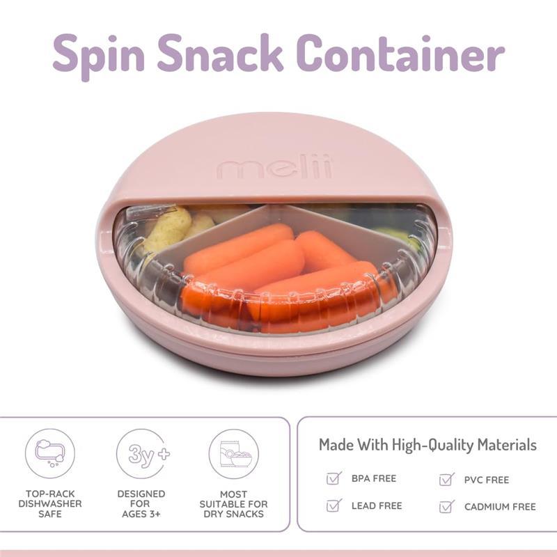 Melii - 3 Compartments Spin Snack Container, Pink Image 5