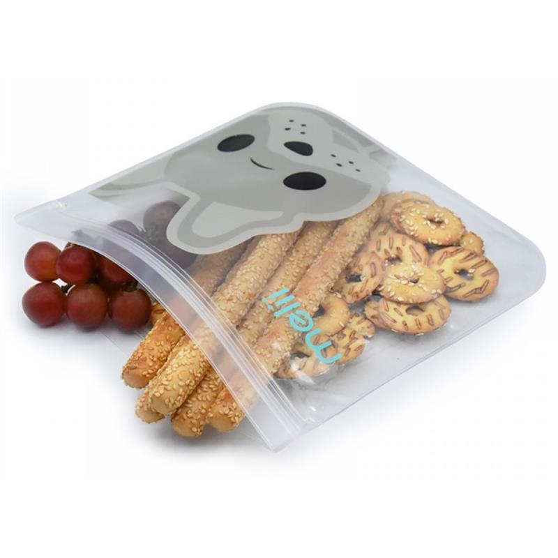 Melii 4Pk Reusable Eva Animal Snack Bags, 2 Bulldog & 2 Shark Image 2