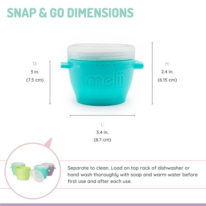 Melii - 4Pk Snap & Go Baby Food Storage Containers with lids, 4 Oz Image 3
