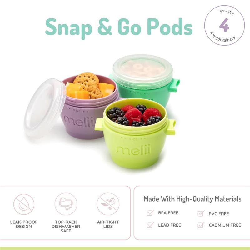 Melii - 4Pk Snap & Go Baby Food Storage Containers with Lids, Multicolour, 4 Oz Image 2