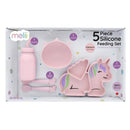 Melii - 5Pk Silicone Set, Suction Plate, Bowl, Bottle & 2 Spoons, Unicorn Image 1