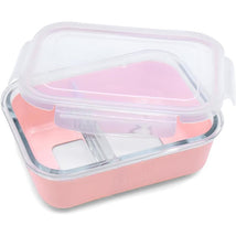 Melii - Glass Bento Box with Sleeve, Oven, Microwave, Freezer & Dishwasher safe, 25oz, Pink Image 1