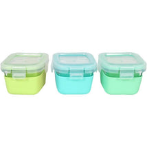 Melii - Glass Food Storage Containers with Silicone Sleeve, 5.4oz, Mint, Blue, Lime Image 1
