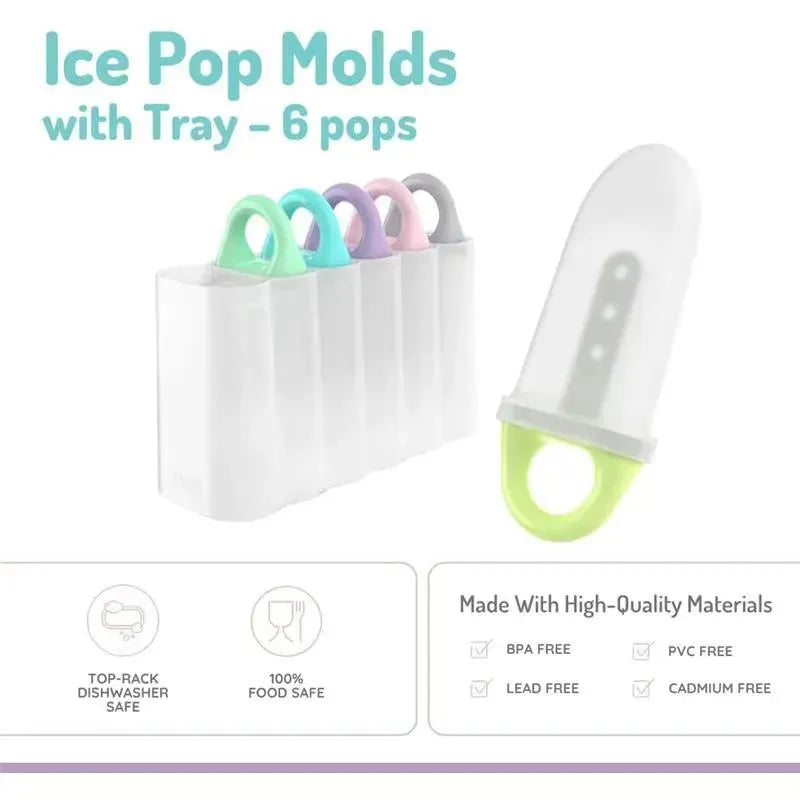 Melii - Ice Pop Molds with Tray, 6 Make-Your-Own Popsicle Molds Image 2