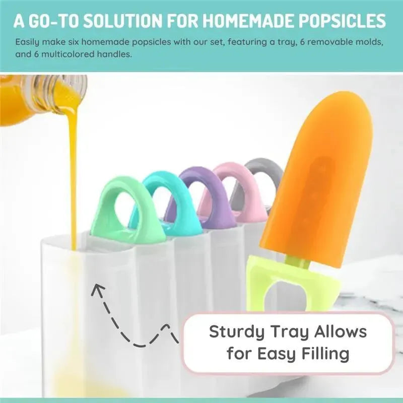 Melii - Ice Pop Molds with Tray, 6 Make-Your-Own Popsicle Molds Image 3