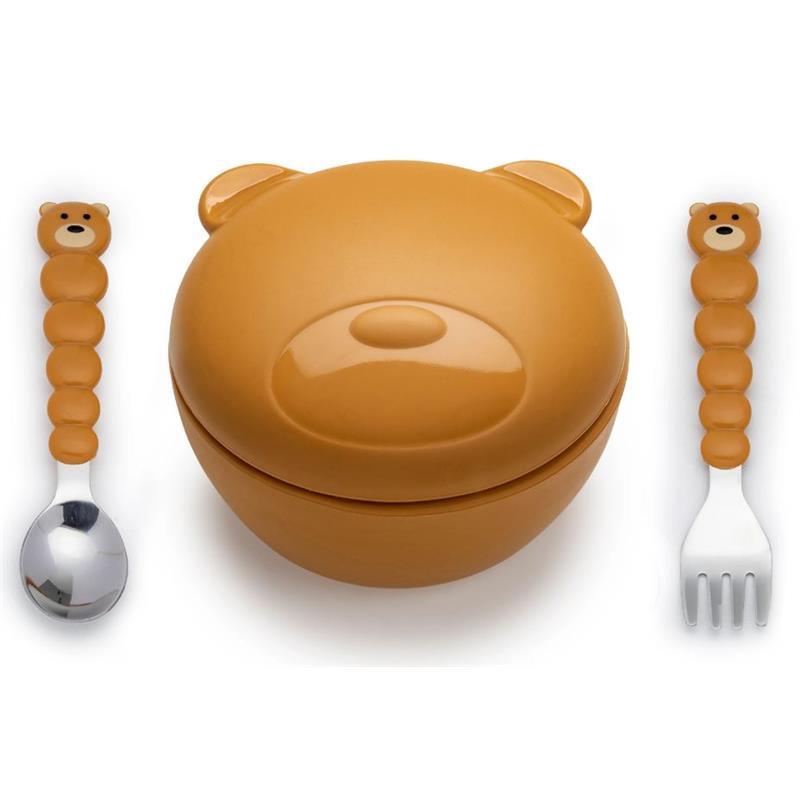 Melii - Silicone Bear Bowl With Lid & Utensils Image 1