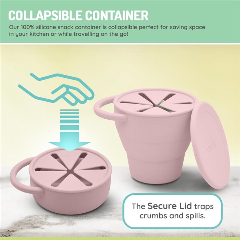 Melii - Silicone Collapsible Snack Container With Finger Trap, Pink Image 4