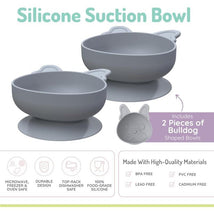 Melii - Silicone Suction Bowls,10.1 oz, 2 Pack, Bulldog Image 2