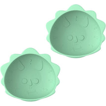 Melii - Silicone Suction Bowls for Babies and Toddlers, 10.1 oz - 2 Pack, Dino Green Image 1