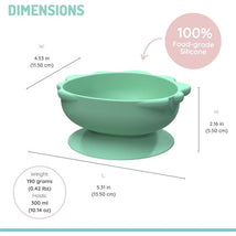 Melii - Silicone Suction Bowls for Babies and Toddlers, 10.1 oz - 2 Pack, Dino Green Image 2