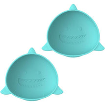 Melii - Silicone Suction Bowls for Babies and Toddlers, 10.1 oz - 2 Pack, Shark Blue Image 1