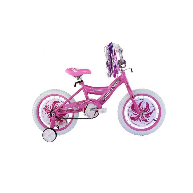 Micargi Kiddy - 16' Bmxs Type Frame Crank Bike, Pink/White Rims Image 1