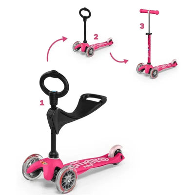Micro Kickboard - Mini 3in1 Deluxe, Pink Image 1