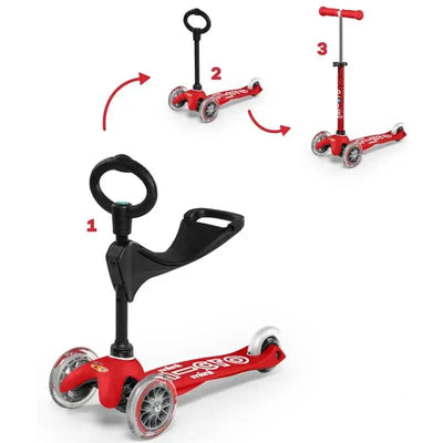 Micro Kickboard - Mini 3in1 Deluxe, Red Image 1
