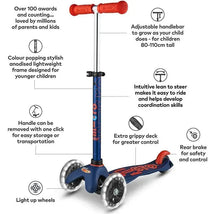 Micro Kickboard - Mini Deluxe LED 3-Wheeled, Navy Blue Image 2