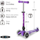 Micro Kickboard - Mini Foldable LED Kids Scooter for Ages 2-5 - Motion-Activated PU LED Wheels - PURPLE Image 3
