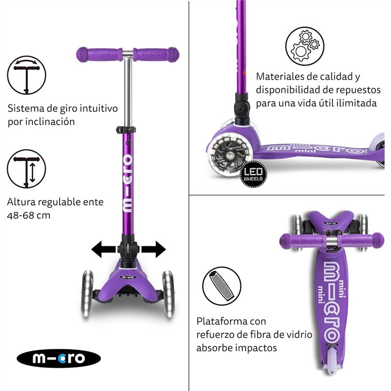Micro Kickboard - Mini Foldable LED Kids Scooter for Ages 2-5 - Motion-Activated PU LED Wheels - PURPLE Image 4