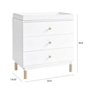 Million Dollar Baby - Babyletto Gelato 3-Drawer Changer Dresser with Removable Changing Tray, White & Washed Natural Image 3