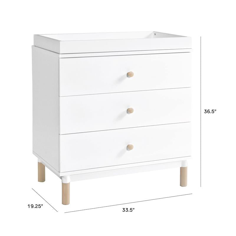 Million Dollar Baby - Babyletto Gelato 3-Drawer Changer Dresser with Removable Changing Tray, White & Washed Natural Image 3