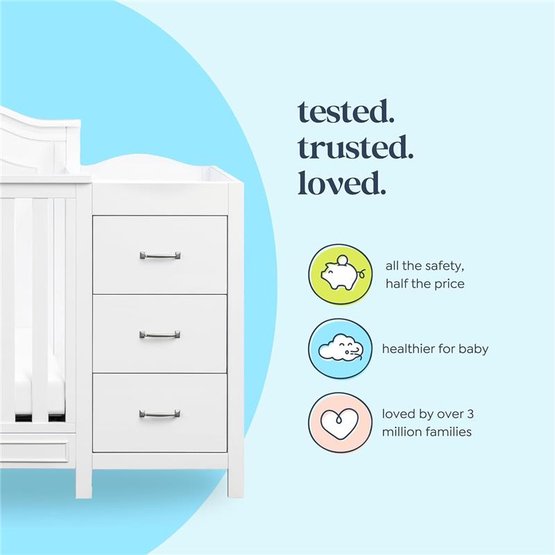 Million Dollar Baby - Davinci Charlie 4-in-1 Convertible Mini Crib and Changer Combo in White Image 9