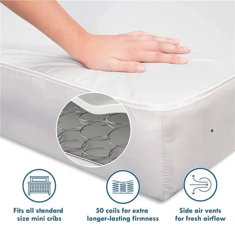 Million Dollar Baby - DaVinci Deluxe Coil Waterproof MINI Crib Mattress in White Image 3