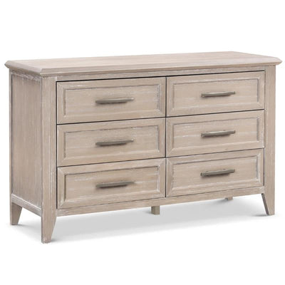 Monogram Beckett 6 Drawer Double Dresser in Sandbar finish with six spacious drawers and sleek metal handles.
