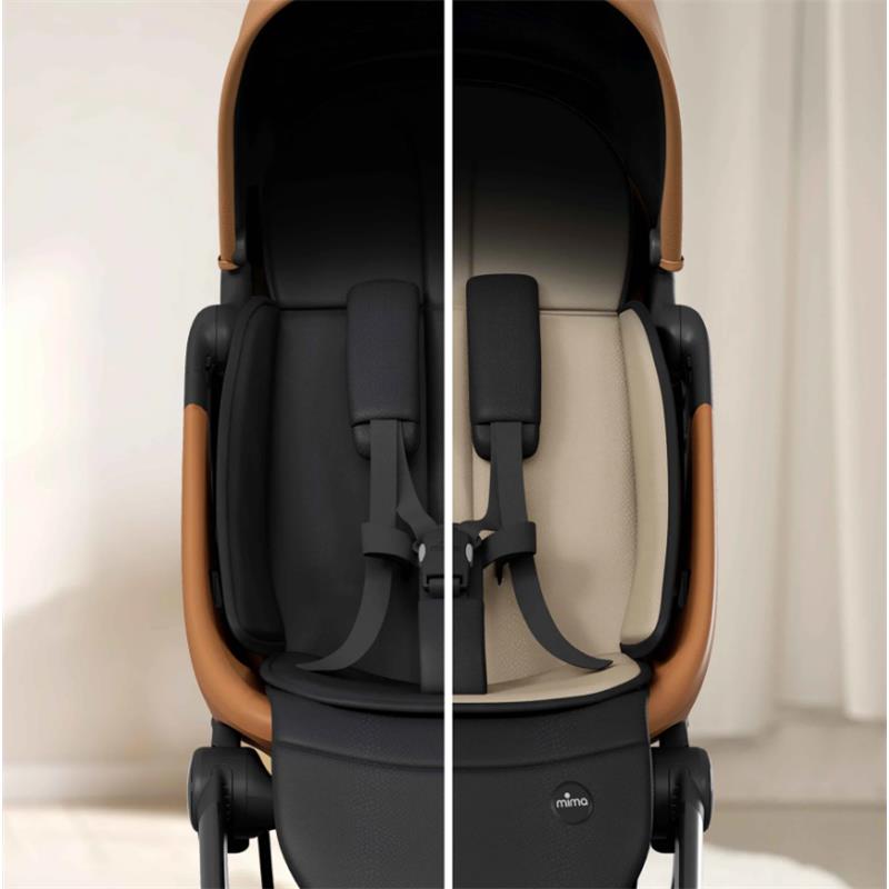 compact car seat stroller Mima Miro Compact Stroller, Black Chassis/Mocha Cream Seat