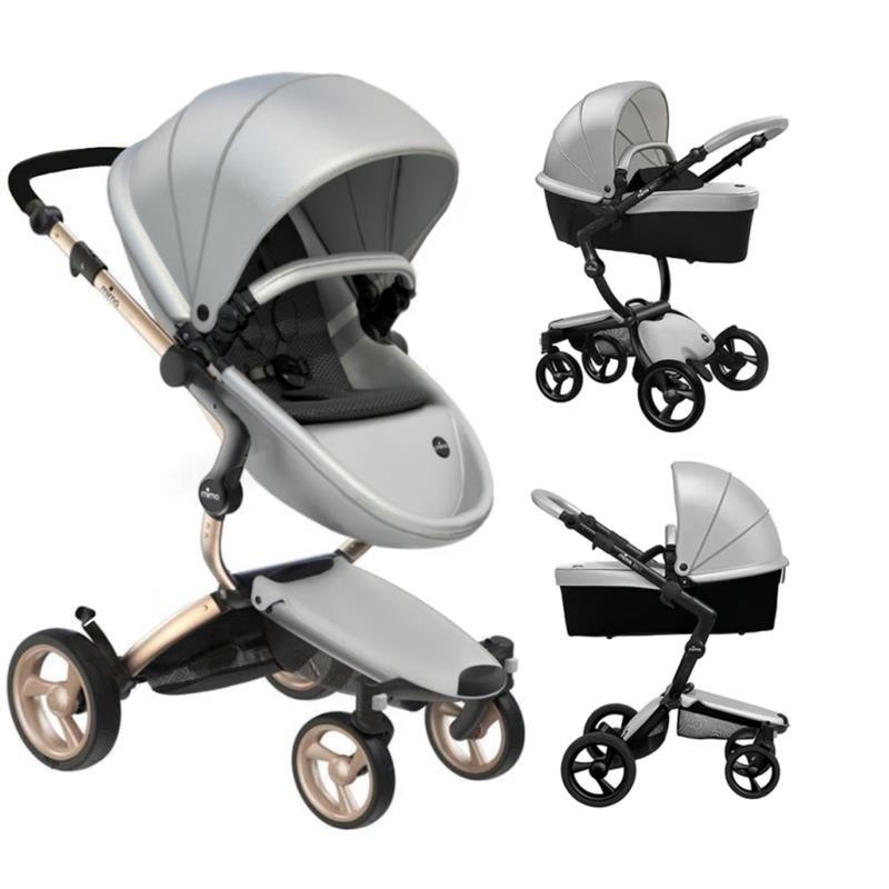 Mima - Xari 4G Complete Stroller, Champagne Chassis | Argento Seat | Black Starter Pack Image 2