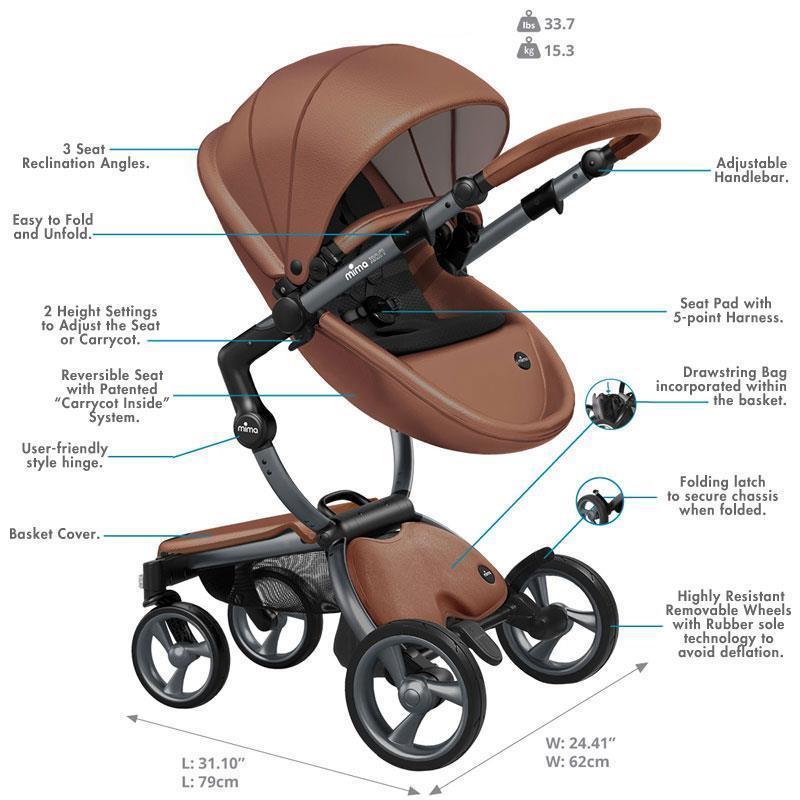 Mima - Xari 4G Complete Stroller, Champagne Chassis | Camel Seat | Sandy Beige Starter Pack Image 4
