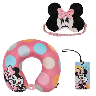 Minnie Mouse Kids Travel Set with Neck Pillow Eye Mask and Luggage Tag Image 1