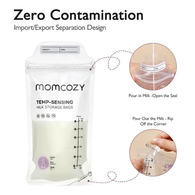 Momcozy 120Ct Temp-Sensing Breastmilk Storage Bag, 6 Oz Image 4