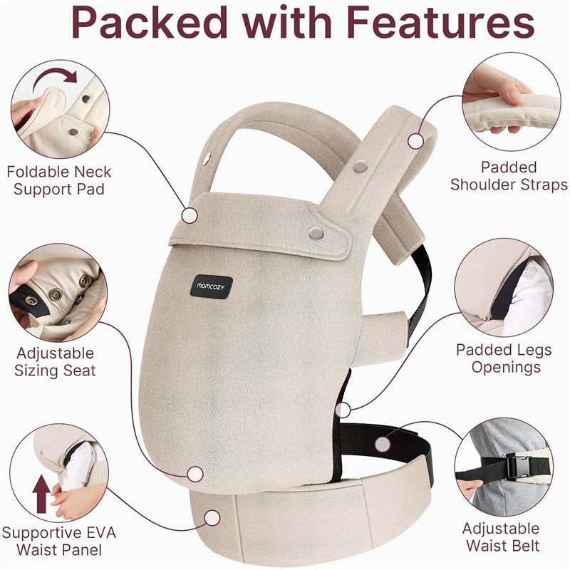 Momcozy Baby Carrier Newborn to Toddler - Khaki Image 5