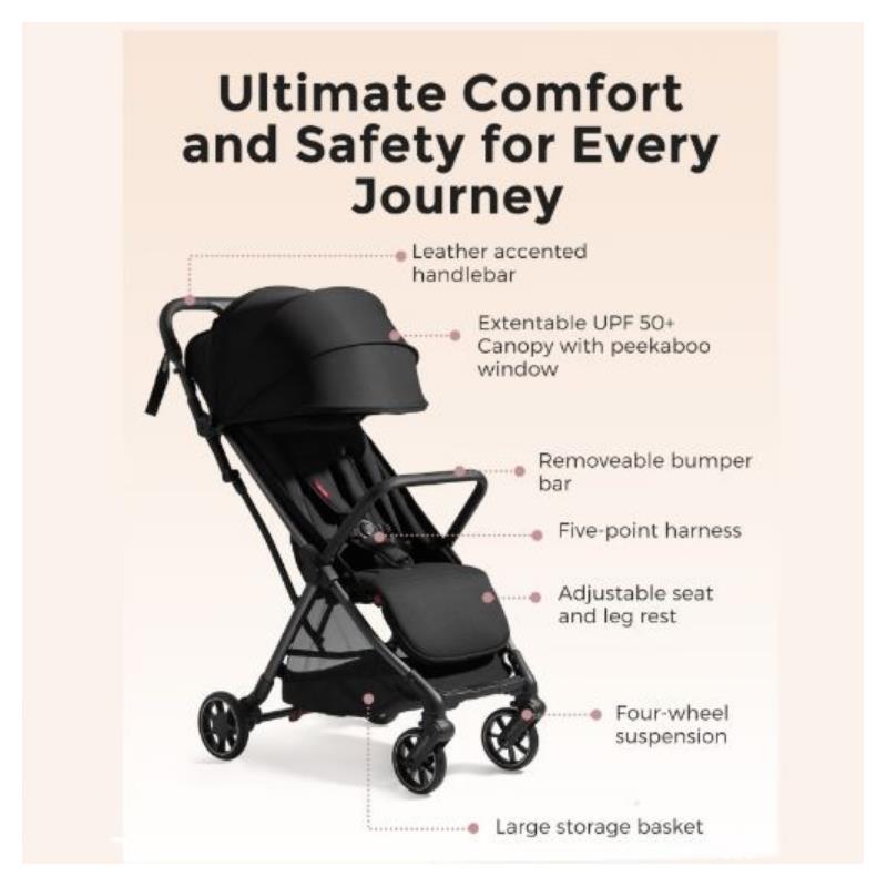Momcozy Clickgo Lightweight Stroller, Black Image 6