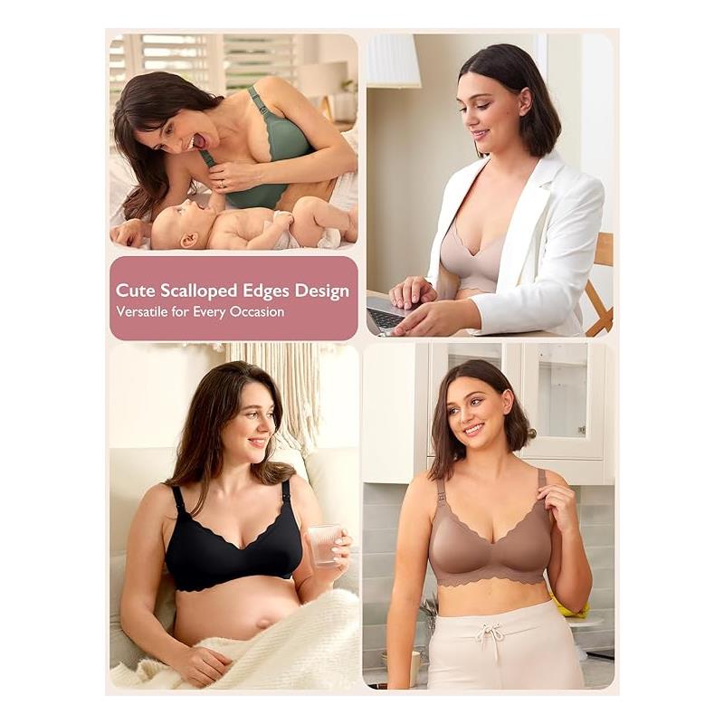 Momcozy - Seamless Floral Push Up Nursing Bra-Black Image 2