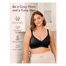 Momcozy - Seamless Floral Push Up Nursing Bra-Black Image 3