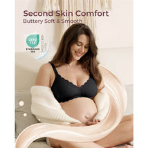 Momcozy - Seamless Floral Push Up Nursing Bra-Black Image 2