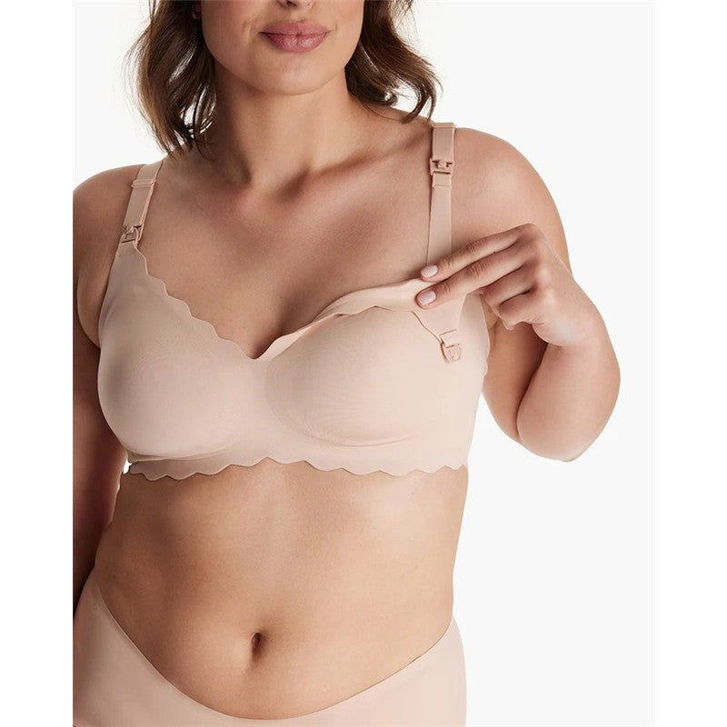 Momcozy Seamless Floral Push Up Nursing Bra - Oyster Pink Image 5