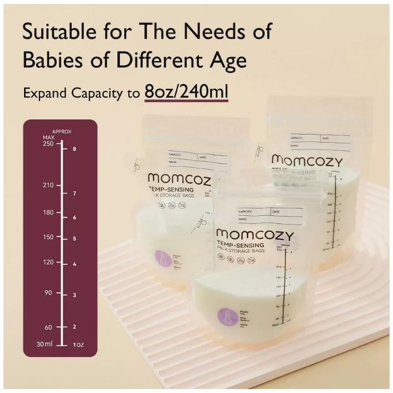 Momcozy - Temp-Sensing Breastmilk Storage Bag, 8Oz, 200 Count Image 6