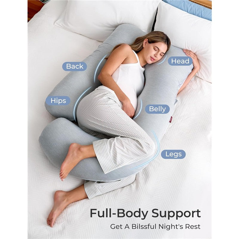 Momcozy U-Shaped Cooling Fabric Pregnancy Pillow Image 4