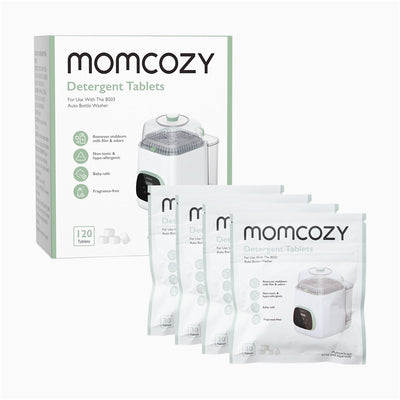 Momcozy Washing Blocks, 120 count, for KleanPal Pro Bottle Washer; fragrance-free, baby-safe, non-toxic detergent tablets.