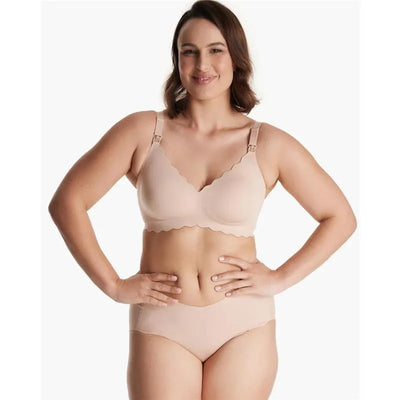 Momcozy - Yn46 Seamless Floral Push Up Nursing Bra-Oyster Pink, Xl Image 1