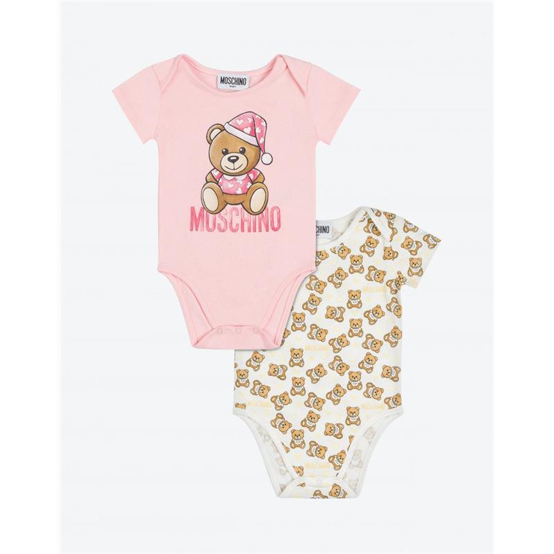 Moschino - 2 Pack Baby Bodysuit In Box With Bear Graphics - Rose Image 1