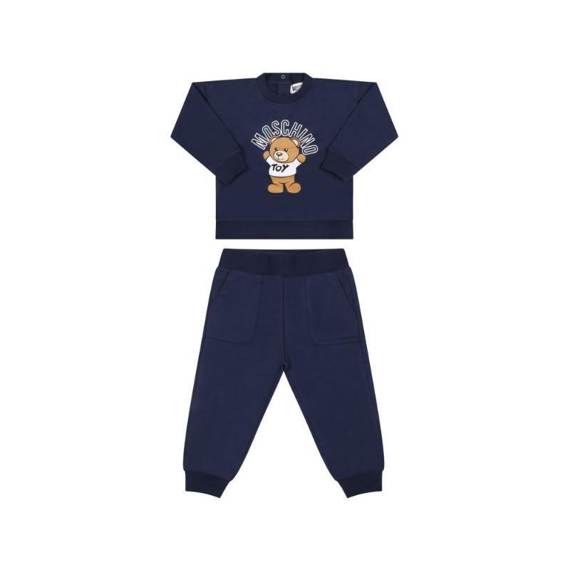 Moschino Baby - Boy Jumpsuit with Teddy Bear, Blue Image 1