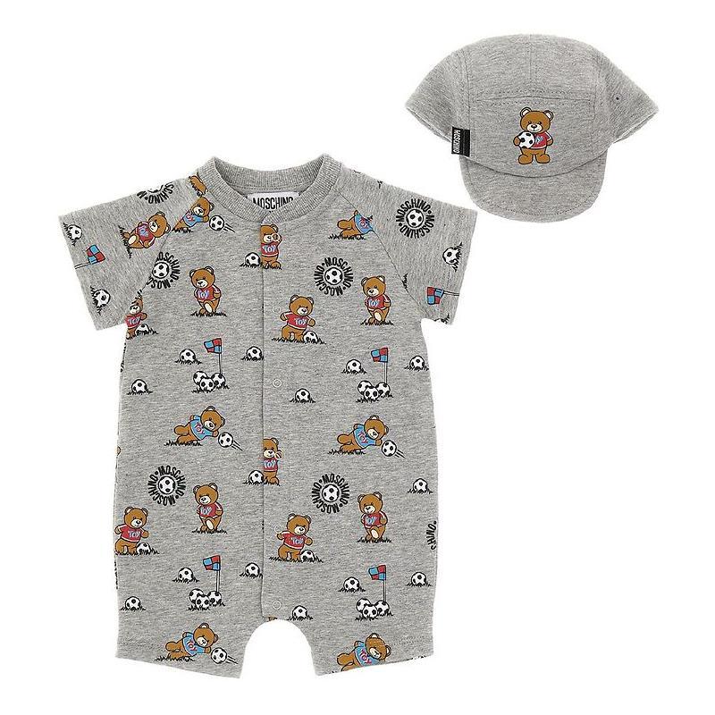 Moschino Baby - Boy Romper And Hat Gift Set Soccer, Grey Toy Image 1