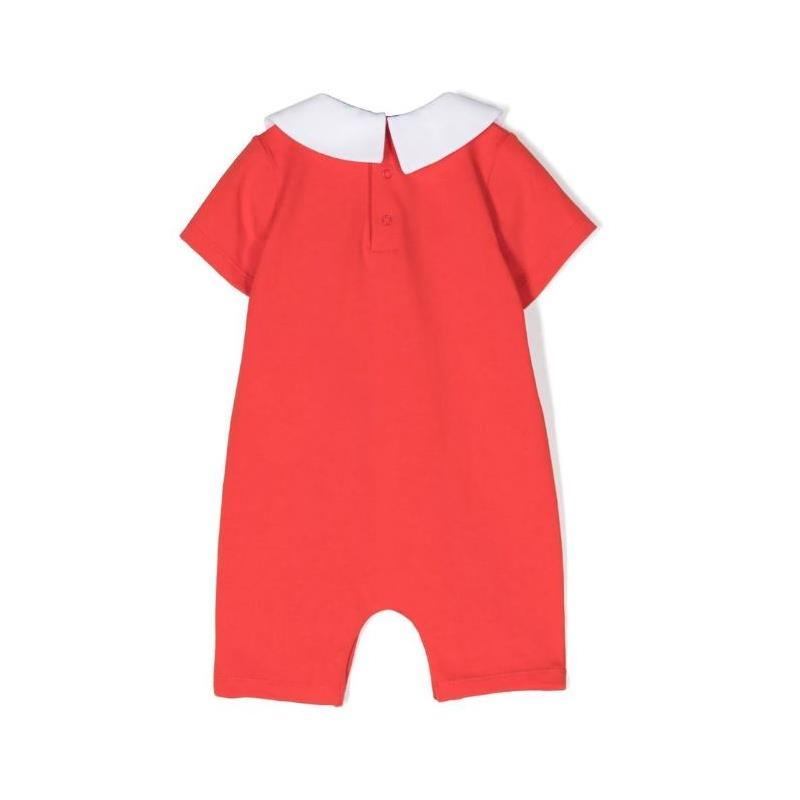 Moschino Baby - Collared Romper Gift Box With Bear Toy, Poppy Red Image 2