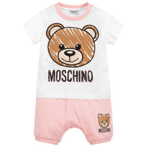Moschino Baby - Girl Cotton Shorts Set, White/Pink Image 1