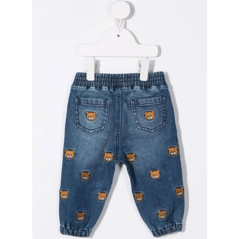 Moschino - Baby Denim Pant With Allover Bear Denin Image 3